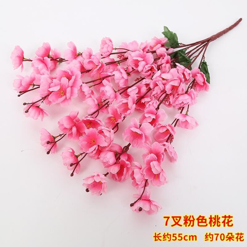 Artificial Peach Blossom Seven Fork Peach Blossom Branch Living Room Foreign Trade Flower Branch Wedding Decoration Fake Peach Blossom Branch Modern Minimalist