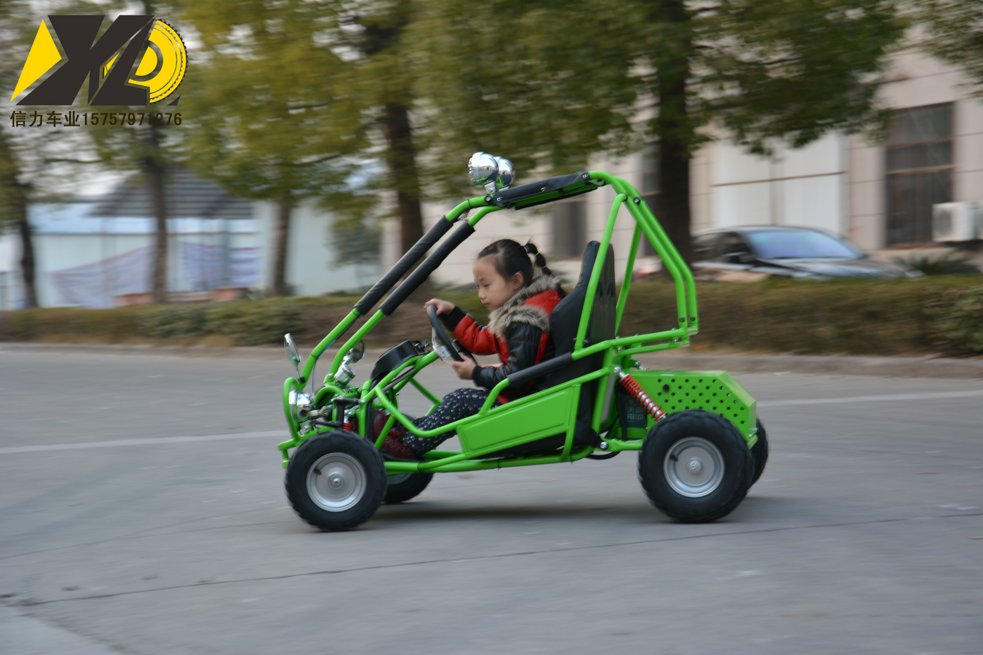 新款儿童电动卡丁车自动档双人单人越野四轮方向盘钢管车