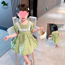 爱西娜女童洋气泡泡袖公主裙2024夏新款韩版儿童短袖宝宝连衣裙子