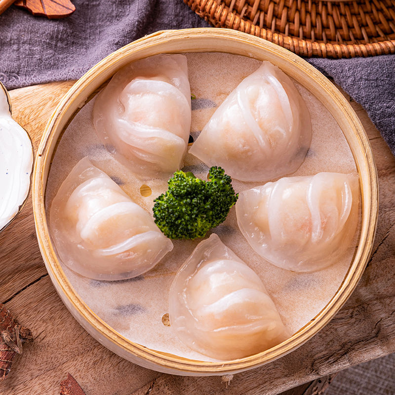 虾饺广式水晶虾饺皇速冻港式早茶点心虾仁速冻饺子早餐加热即食虾