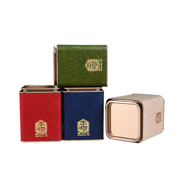 复古小号金属茶叶罐红茶绿茶通用方形包装密封茶罐铁盒铁罐普洱白