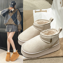 EVA厚底雪地靴女冬季韩版新款加绒加厚短筒毛毛棉鞋面包鞋