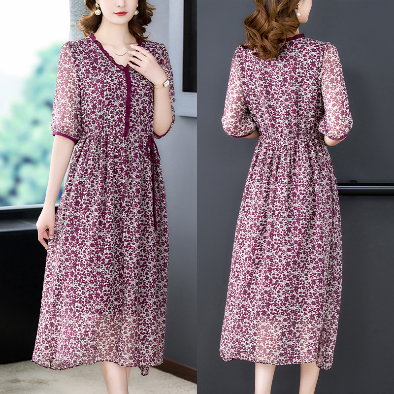 High-End Floral Dress Women's Summer 2023 New High-Grade French Style Temperament Mom Wear Large-Sized Skirt