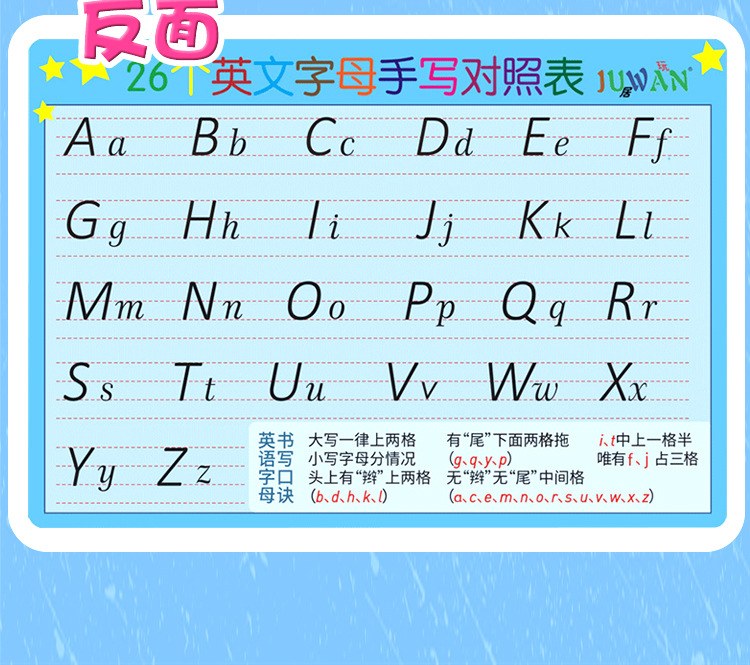 小学26个英文字母表卡片启蒙早教儿童英语大小写学习背诵教具神器