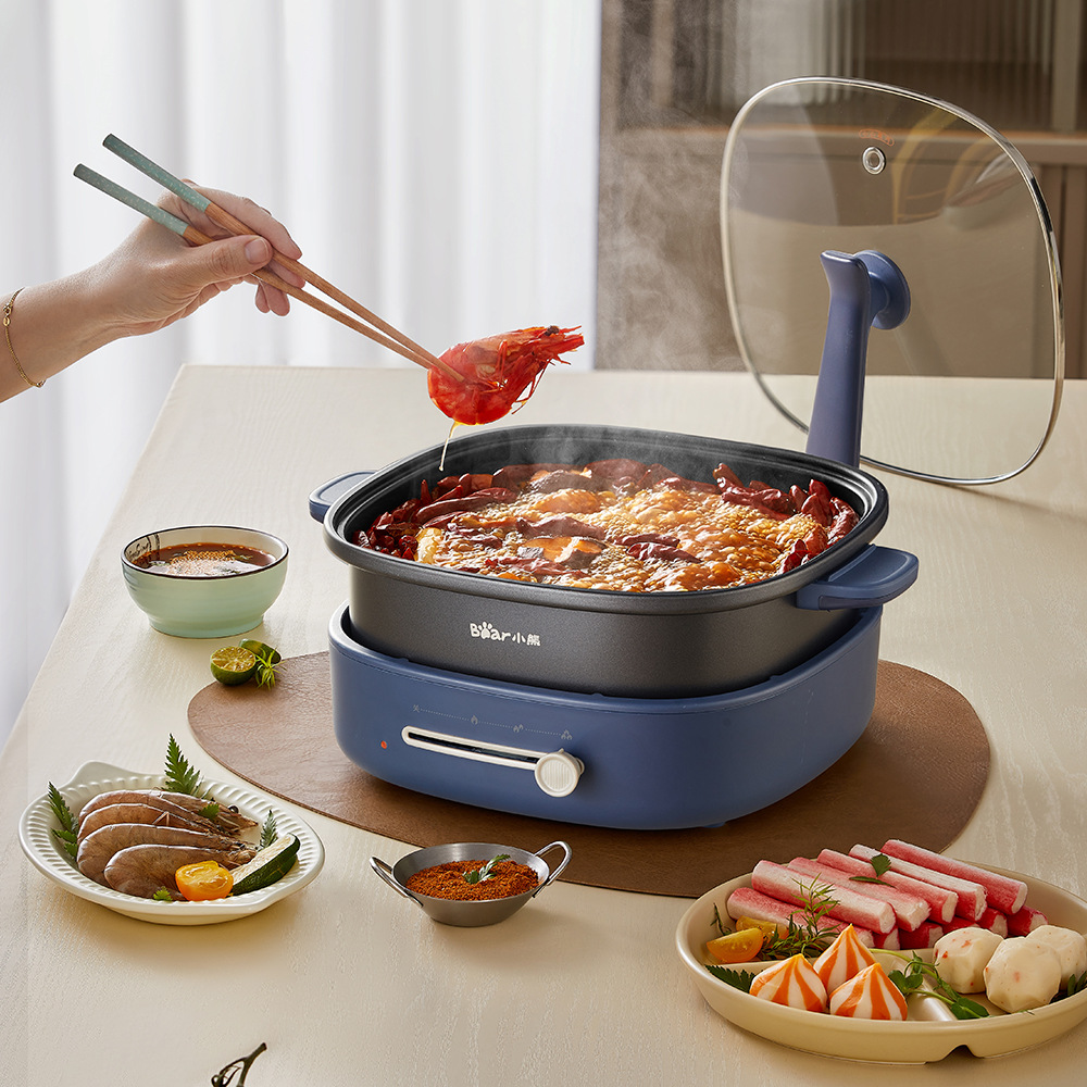 bear/小熊dhg-d40l8 可拆洗分体电火锅电煮锅不粘烤盘多功能汤锅