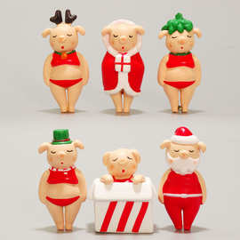 6款 圣诞礼物装饰 比基尼猪 公仔模型 蛋糕装饰摆件公仔