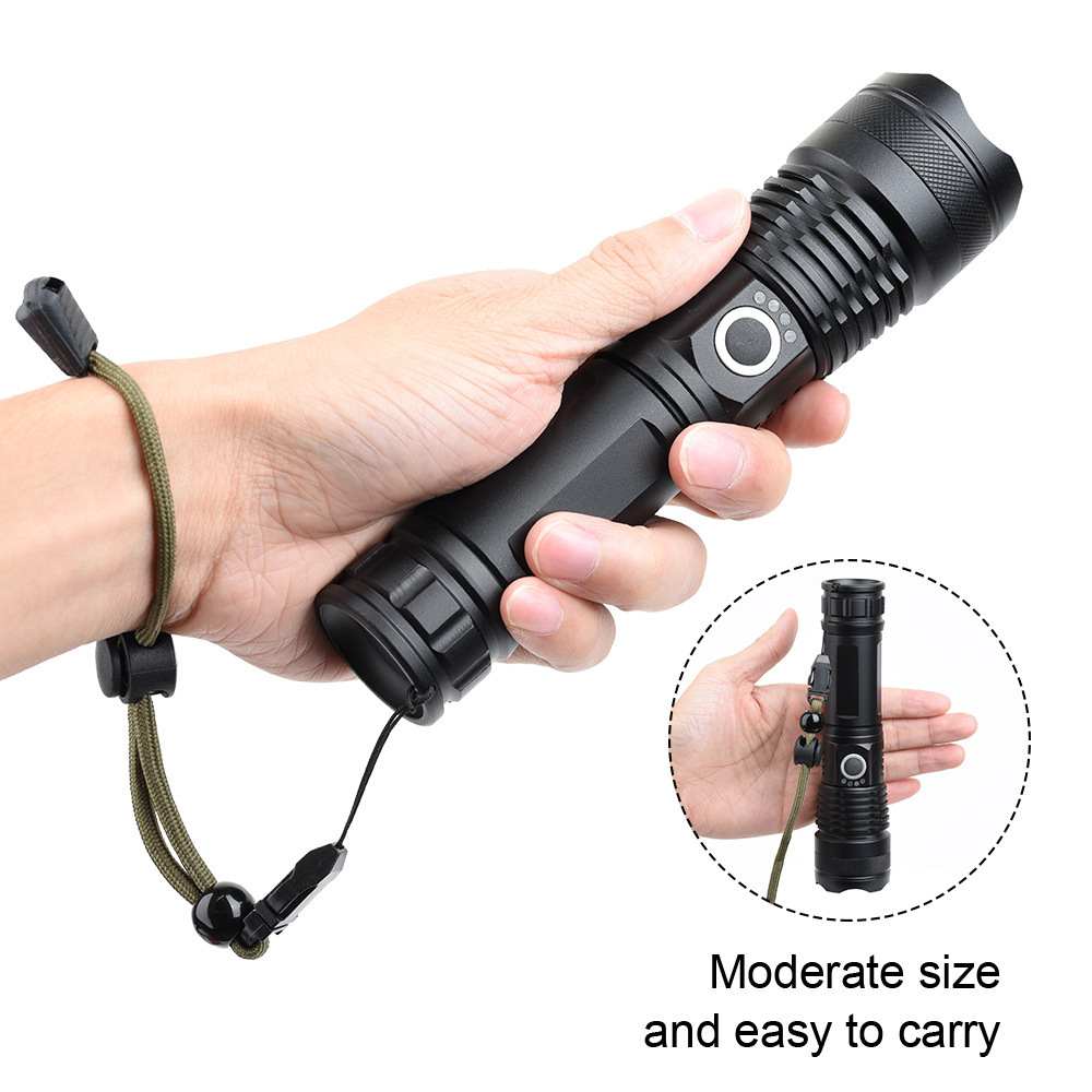 New Cross-Border Telescopic Flashlight Xhp50 Aluminum Alloy Power Torch Power Display USB P50 Charging