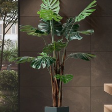 仿真绿植龟背竹盆栽假植物室内大型落地植物盆景摆件装饰