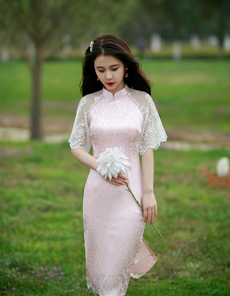 中国风少女流苏刺绣改良旗袍连衣裙2022年新款法式茶歇裙长旗袍