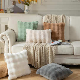 跨境亚马逊抱枕套泡泡绒抱枕办公室沙发腰靠抱枕床头毛绒靠垫批发