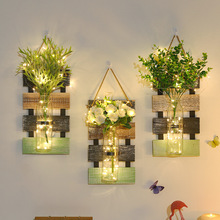 创意木质背景墙水培壁挂创意植物花瓶绿萝容器客厅墙壁装饰品挂件