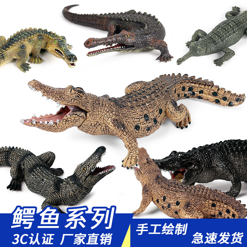 儿童仿真动物鳄鱼模型玩具实心扬子鳄野猪鳄帝王鳄车载装饰摆件