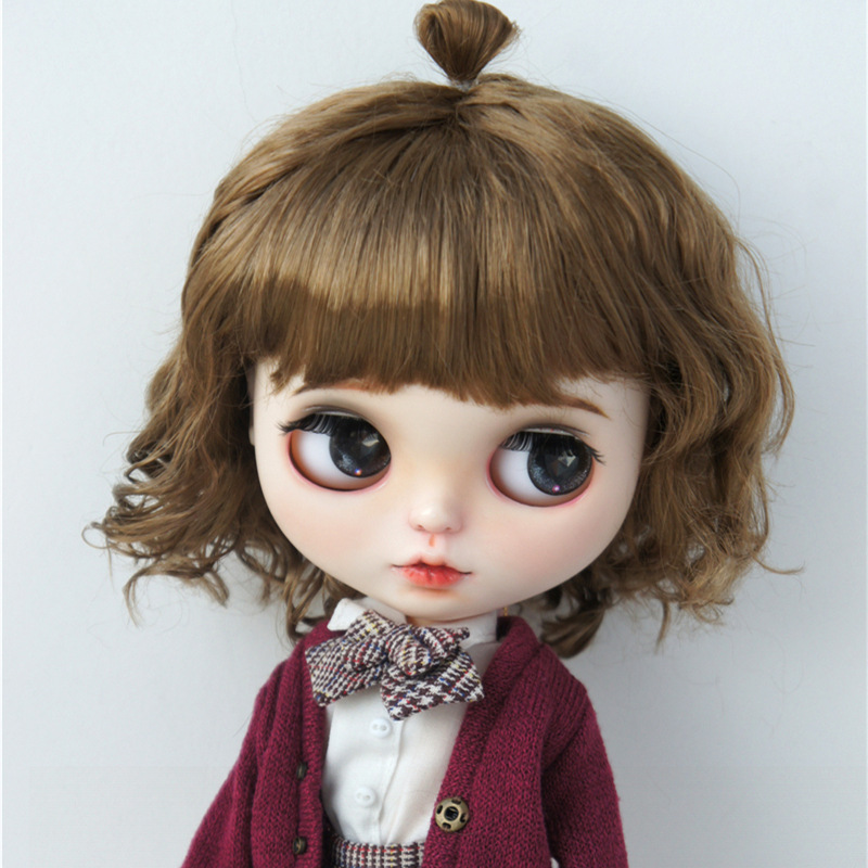 巨尤素bjd陶瓷ob11娃娃假发blythe仿马海毛卷毛萌萌丸子头(jd375)