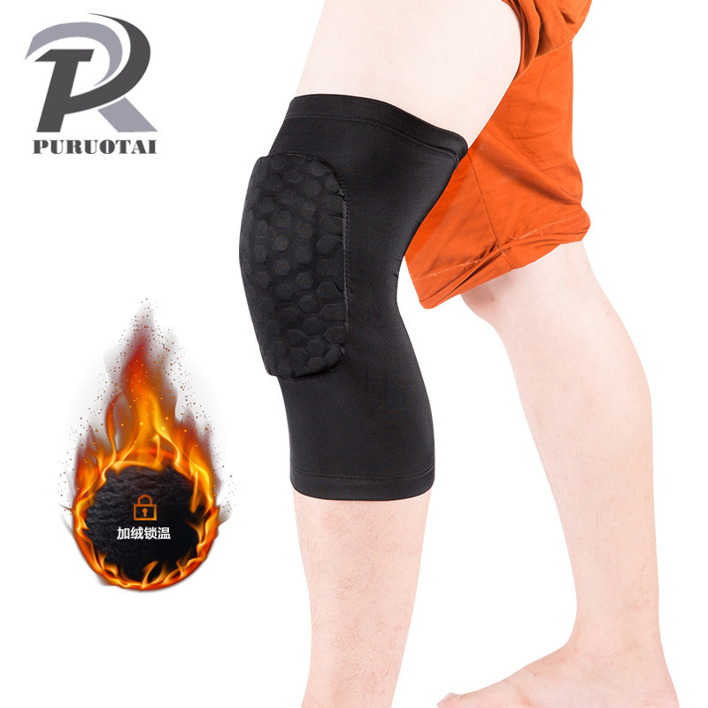 批发加绒加厚冬季蜂窝篮球护膝保暖儿童户外运动男士护具护膝