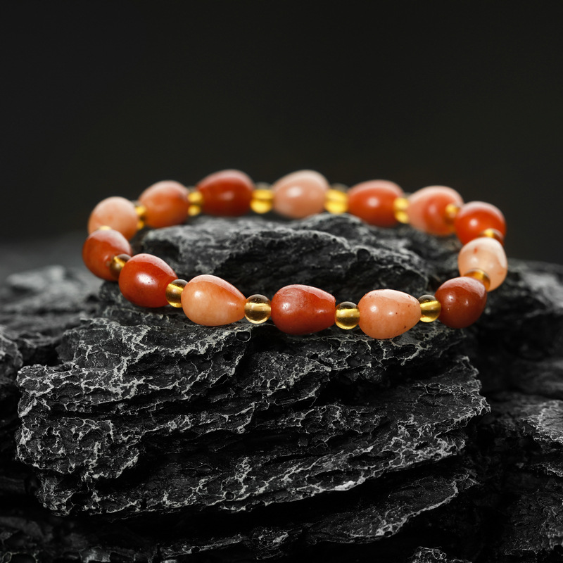 国风热销天然金丝玉串珠手链2024新款轻奢小众设计感玉石单圈手串