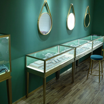 高端珠宝展示柜轻奢圆弧金银首饰陈列柜商场玉石翡翠珠宝 展柜设