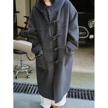 冬季新款韩系复古牛角扣双面呢大衣羊毛宽松廓形休闲长款外套女厚