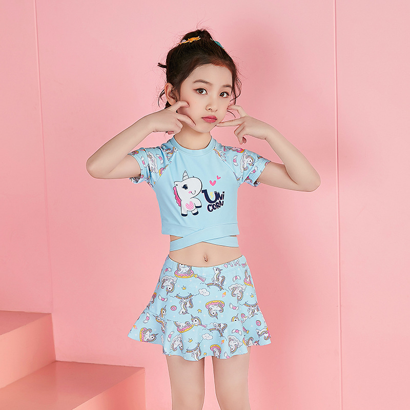 儿童泳衣女童夏季分体式小中大童游泳衣女孩公主宝宝学生泳装