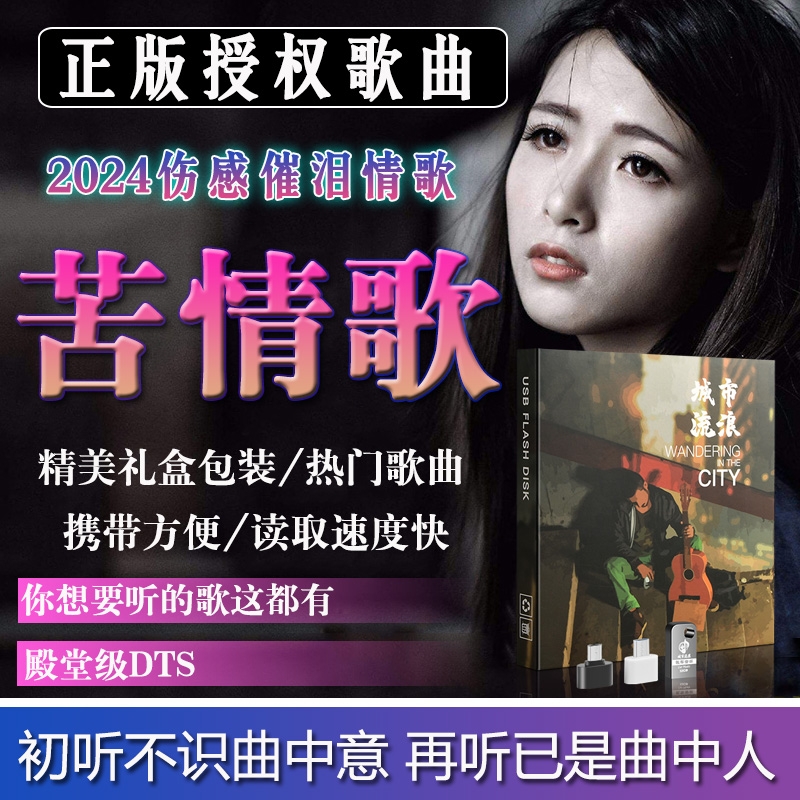 汽车载u盘无损高音质品质2024抖音伤感情歌网红经典音乐优盘歌曲