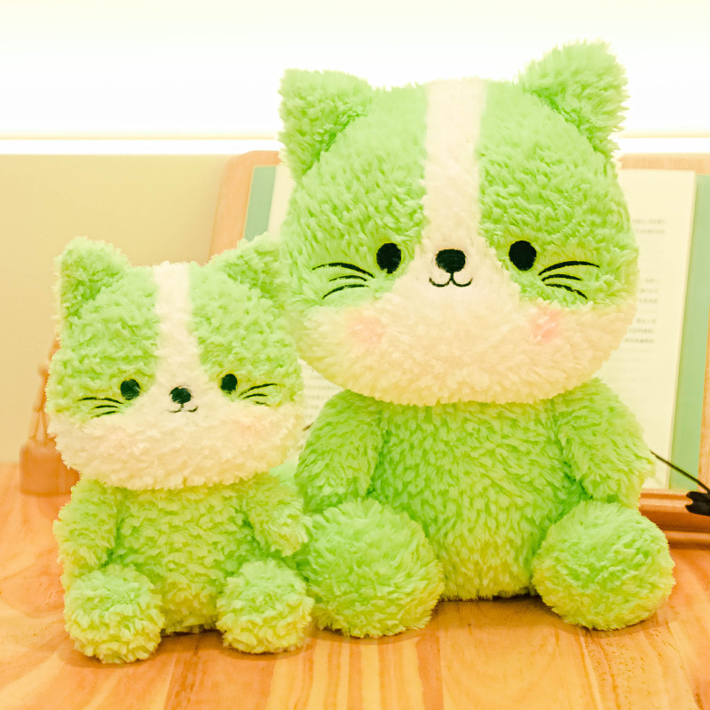 [One Piece Dropshipping] Shangrongfang Cure Cat Doll Green Kitten Plush Toy Children's Doll New Product