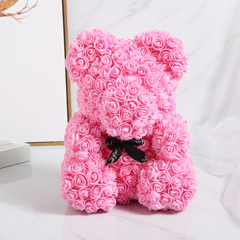 Valentine's Day Gift Rose Bear Preserved Fresh Flower Rose Bear Gift Box Artificial Rose Bear Gift Box Wholesale