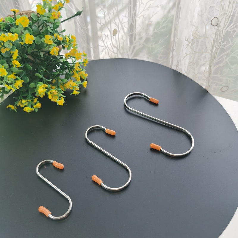 304不锈钢s形挂钩 无痕挂钩衣橱金属钩加厚大中小号扁s型家用厨房