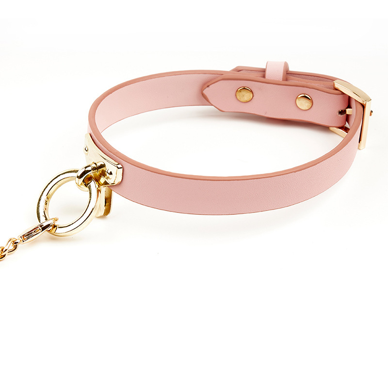 皮革情趣项圈 金属牵引绳链 夫妻情趣另类性玩具成人用品厂家
