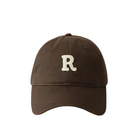 Letter R Label Hat Men's and Women's Same Korean Style Fashionable Soft Top Embroidery Cotton Baseball Cap Simple All-Match Casual Peaked Cap