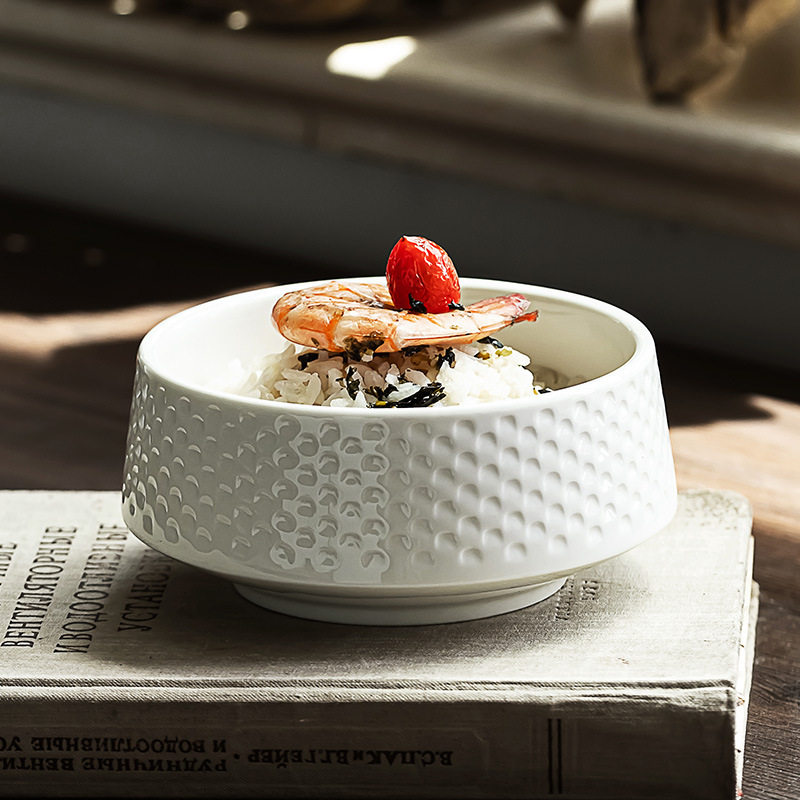 super nice bowl-shaped rice bowl dessert bowl good-looking ceramic bowl little bit relief dry rice bowl porringer