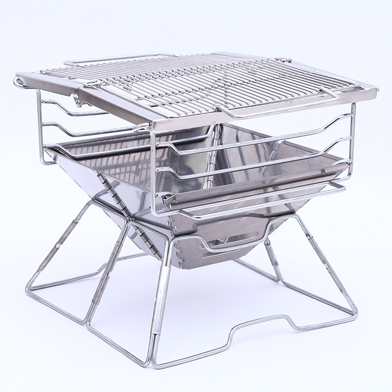 跨境出口bbq grill不锈钢便携式烧烤架简易轻便折叠炉 野营烤肉炉
