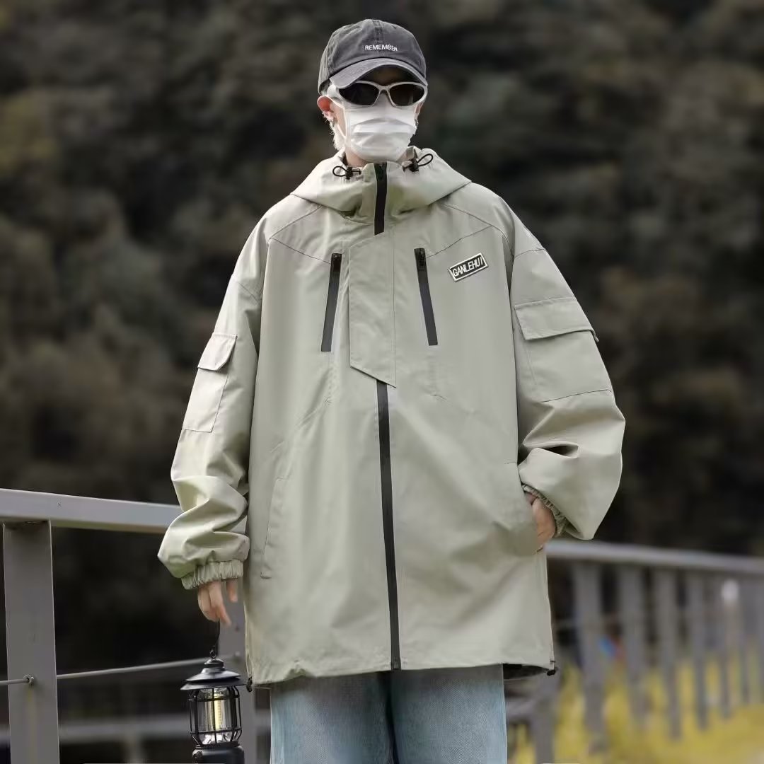 工装冲锋衣男宽松春秋日系高街hiphop潮牌痞帅外套户外机能风夹克