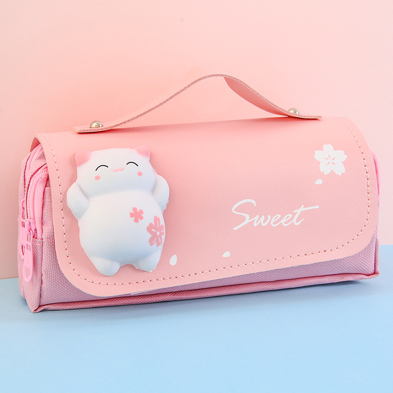 Korean Style Large Capacity Pencil Case Student Cute Decompression Stationery Pack Cartoon Creative Multifunctional Stationery Box Pencil Bag