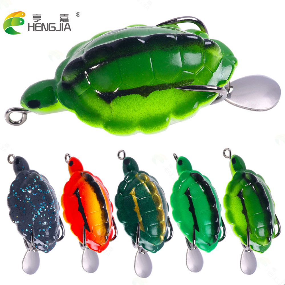 雷蛙假饵亨嘉新款路亚蛙鱼饵水面系乌龟批发雷蛙带亮片外贸货源