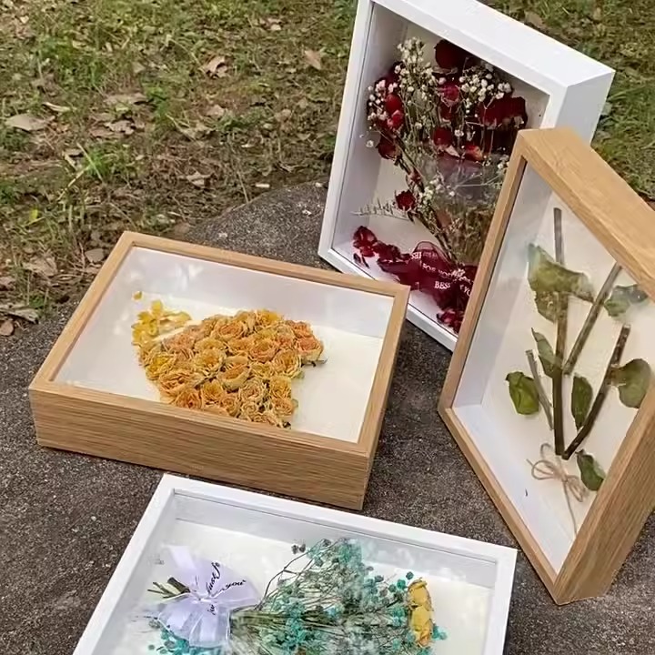 立体干花相框手工diy贝壳植物标本框中空相框8寸木质画框摆台挂墙