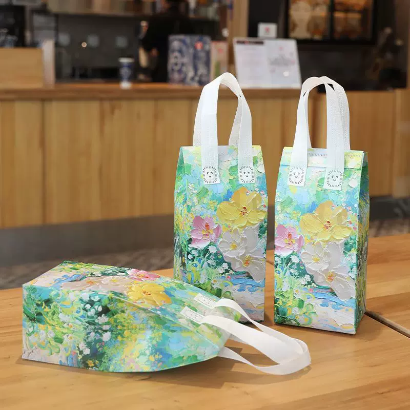 一次性奶茶保温袋无纺布外卖打包袋铝箔咖啡饮品手提袋子印logo