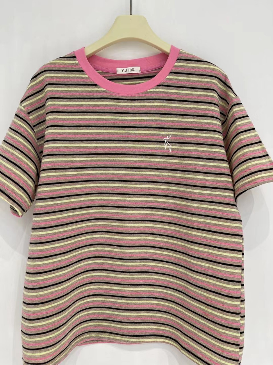 8190当季新品韩版女装代购韩范刺绣小鹿条纹短袖女t-阿里巴巴