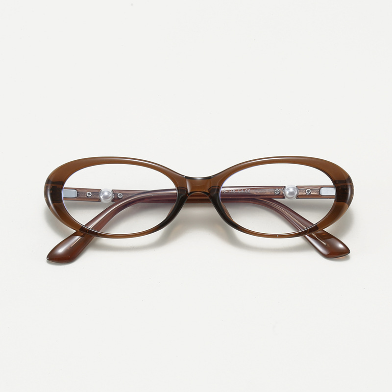 7220韩版复古TR90椭圆书呆子近视眼镜框配变色女珍珠插芯时尚镜架