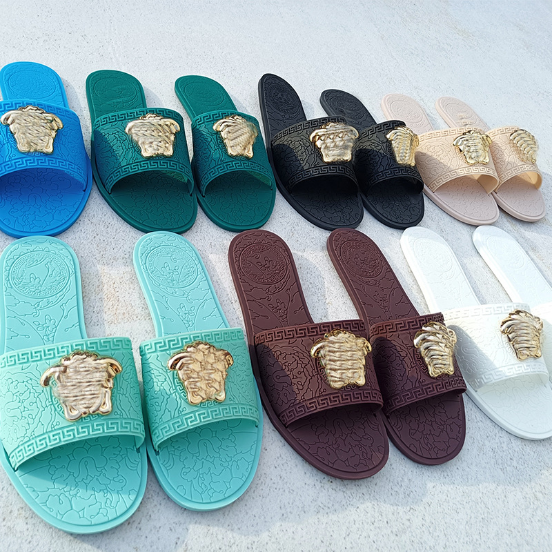 Flat Slippers for Women Ins Popular One-Word Sandals 2023 Summer New European and American Fashion Slipper Outdoor Slippers