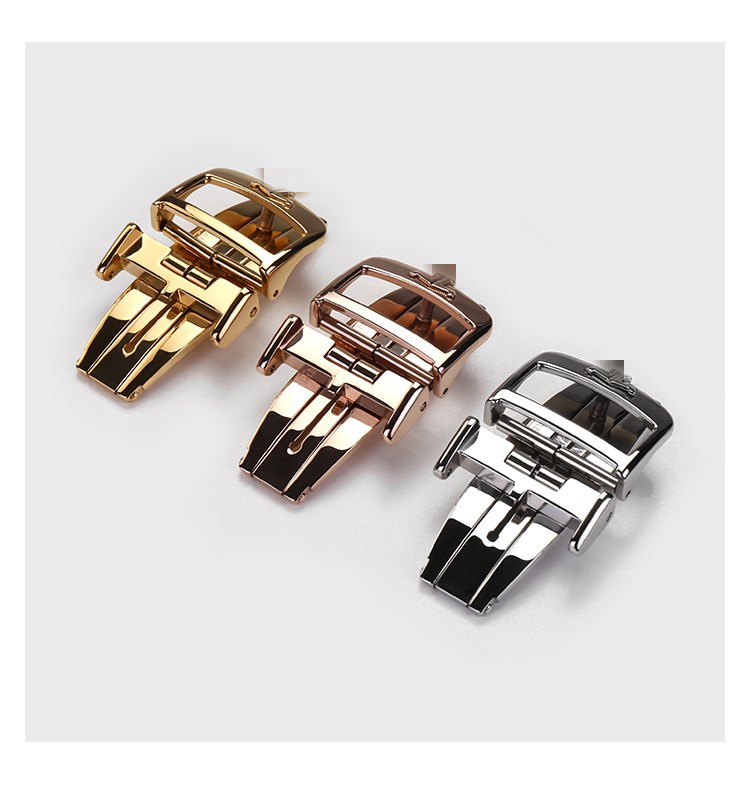 新款适用于积嘉蝴蝶扣配件手表扣男皮表带蝴蝶扣折叠精钢18mm表扣