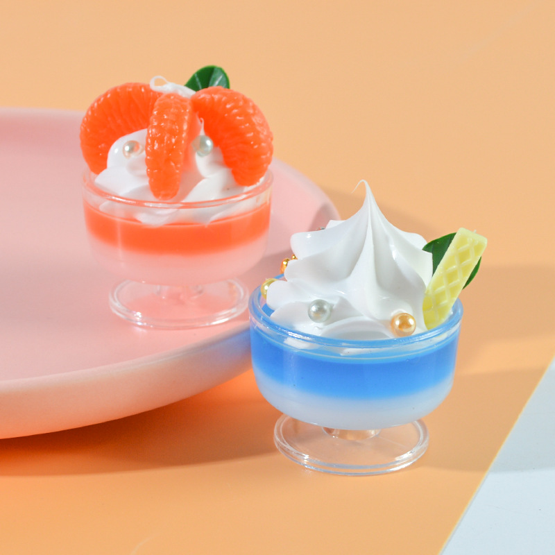 Simulation Cream Ice Cream Sundae Glass Keychain Pendant Internet Celebrity Same Mini Yogurt Dessert Milk Shake Cup Pendant