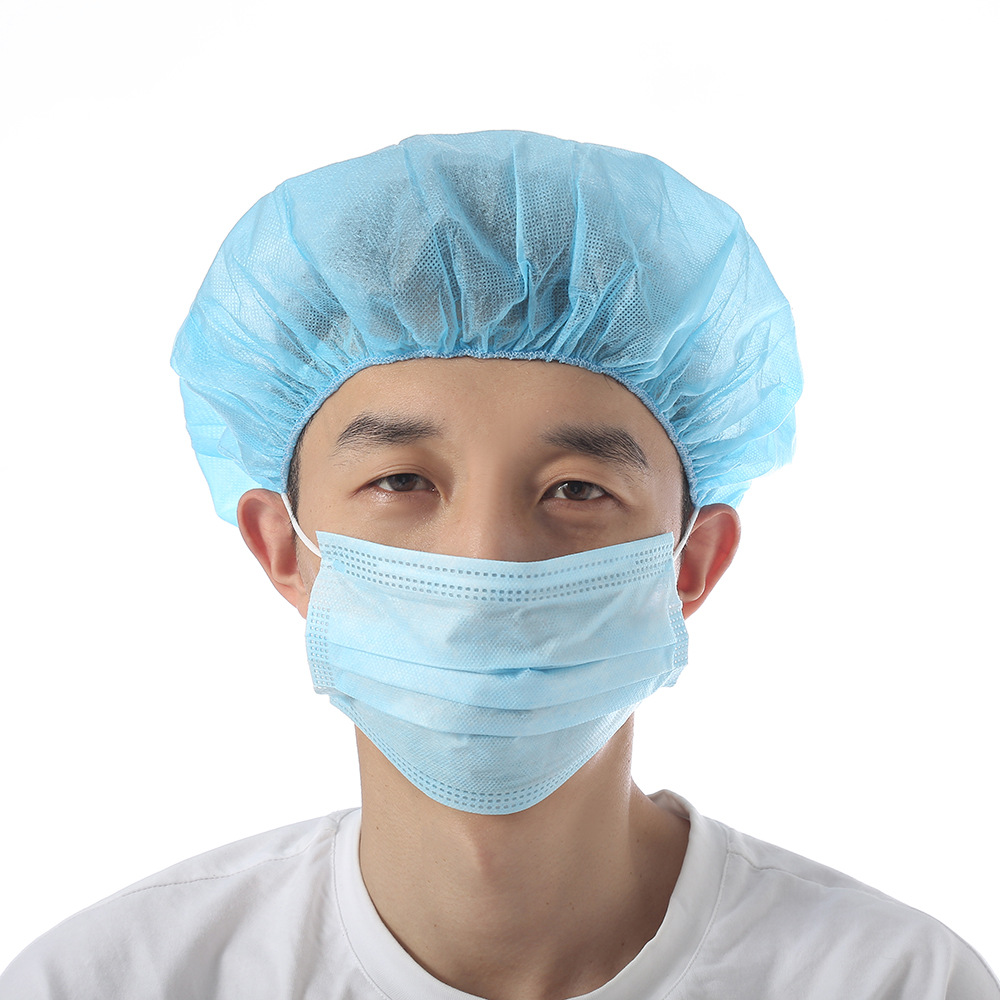 一次性无纺布圆帽 加厚款工厂车间防尘洁净帽子 防静电圆帽批发