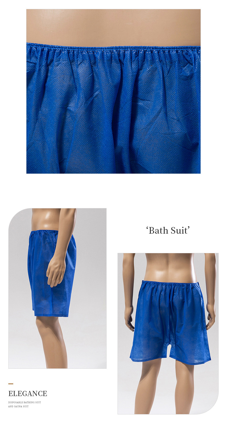 厂家直销男士一次性无纺布蓝色酒店沐足按摩桑拿汗蒸浴裤浴服批发