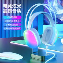 潘森PSH-600头戴式耳机7.1电竞游戏有线RGB光耳麦USB电脑带麦克风