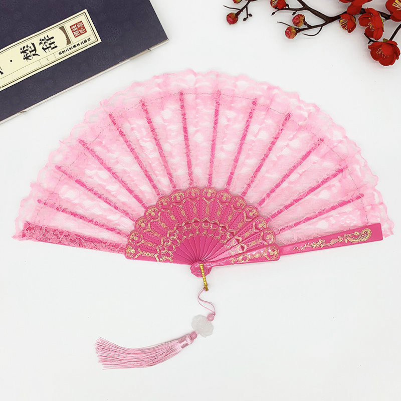 European Style Vintage Lace Women's Fan Summer Orchid Fan Dance Performance Photography Photo Props Folding Fan