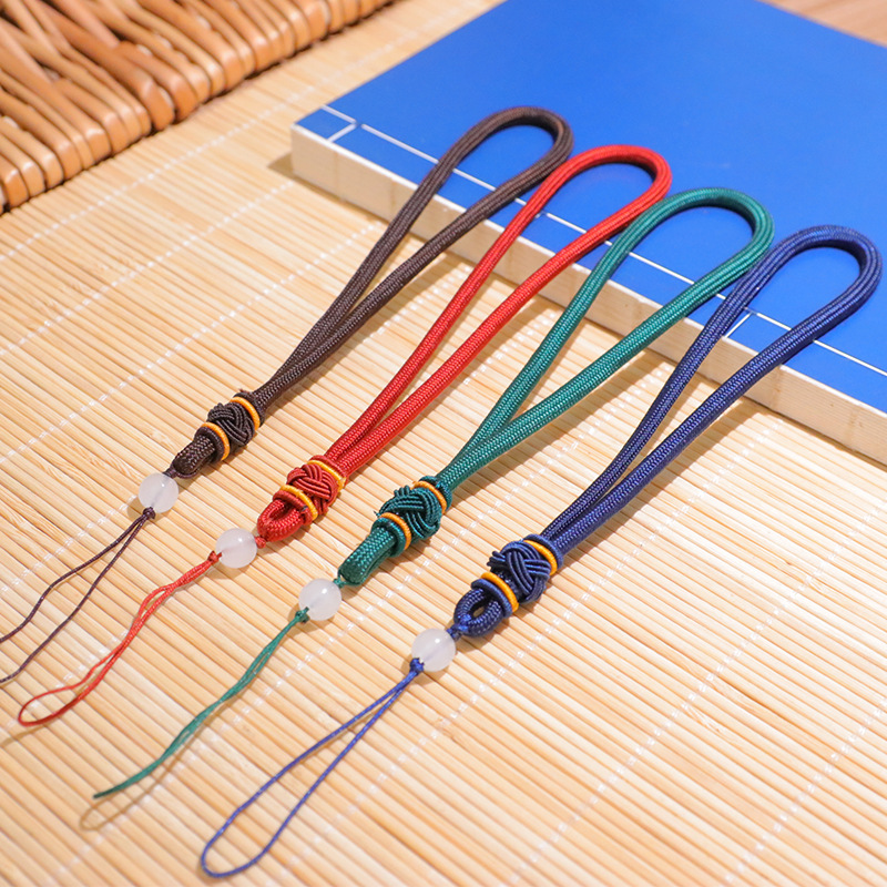 锦纶菠萝结绳头穿珠手把绳吊绳文玩手工编织挂绳玉佩文玩手把件