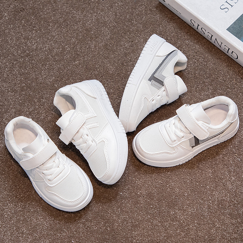 Children's White Shoes 2023 Spring and Autumn New Mesh Big Children Girls' Shoes Children's Casual Shoes Breathable Board Shoes