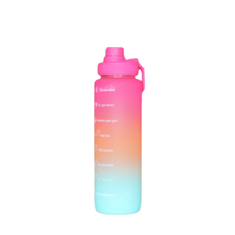 1000ml Gradient Plastic Cup with Handle Frosted Outdoor Tumbler Student Sports Sports Bottle