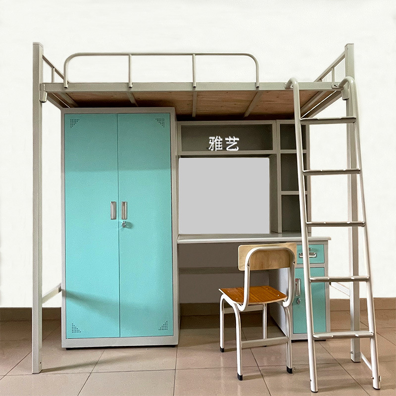 木质上床下书桌衣柜组合一体床单人板式公寓床学生宿舍铁架床工厂
