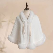 冬季大毛领斗篷新款韩国披肩外套法式高级感针织气质外搭加厚高档