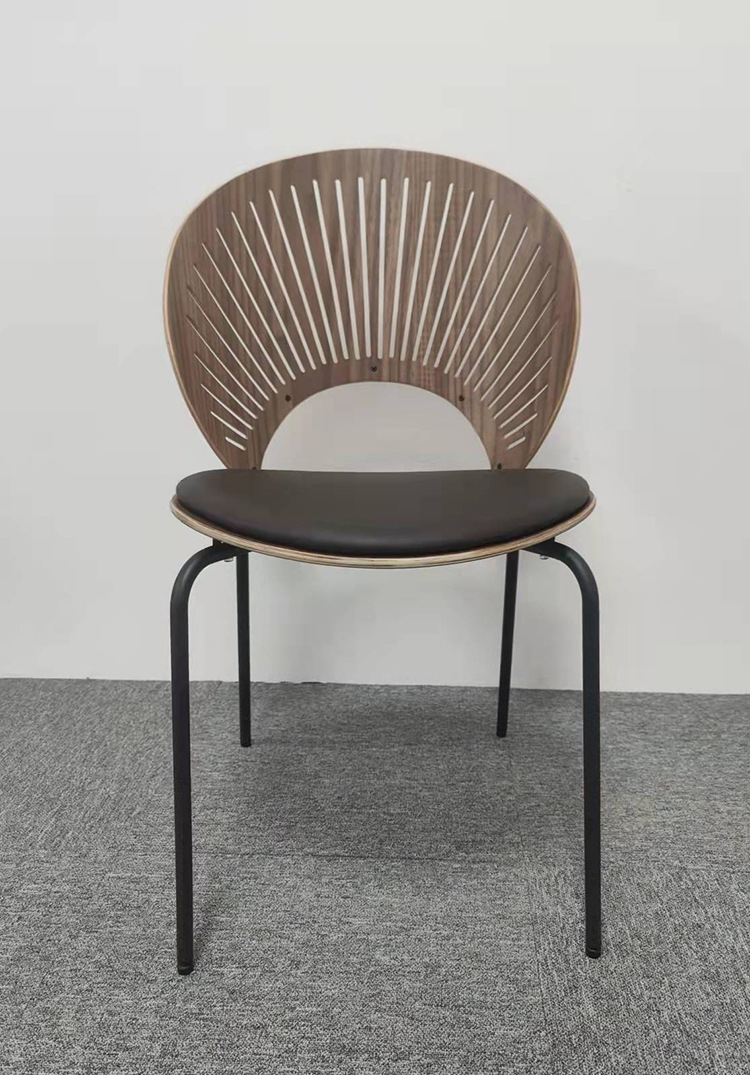 北欧设计师贝壳椅简约家用铁艺太阳椅子现代实木靠背创意餐厅餐椅